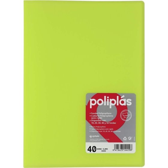 Carpeta Fundas GRAFOPLAS Poliplas Din-A4 40 Hojas Color Verde Translucido