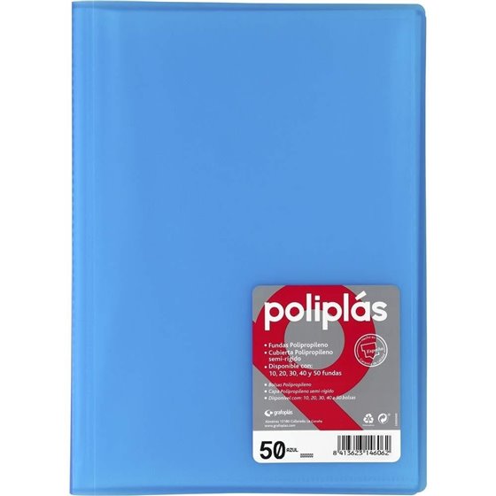 Carpeta Fundas GRAFOPLAS Poliplas Din-A4 50 Hojas Color Azul Translucido