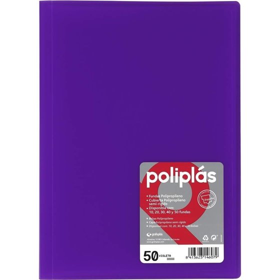 Carpeta Fundas GRAFOPLAS Poliplas Din-A4 50 Hojas Color Violeta Translucido