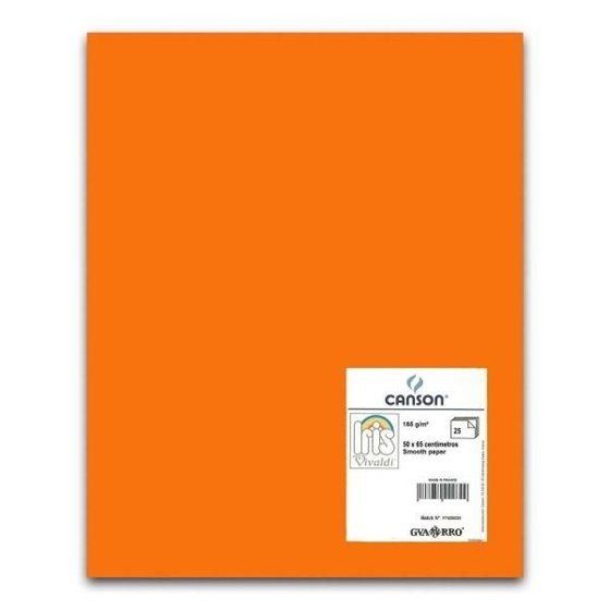 Cartulina CANSON Iris Vivaldi 50 x 65 cm. 185 g. Color Mandarina