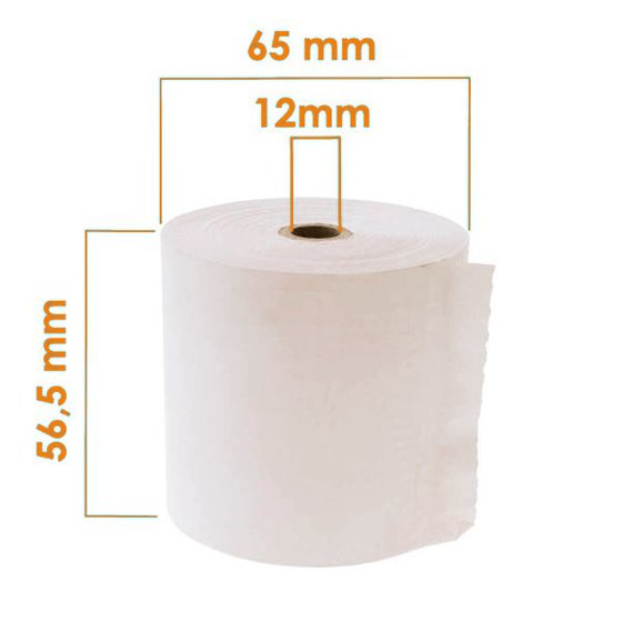 Rollo Papel Químico RUIFERPA Tamaño 57 x 65 mm.