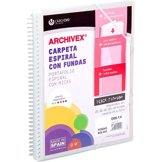 Carpeta Fundas Espiral CARCHIVO Archivex Star Polipropileno Din-A4 40 Hojas Color Transparente