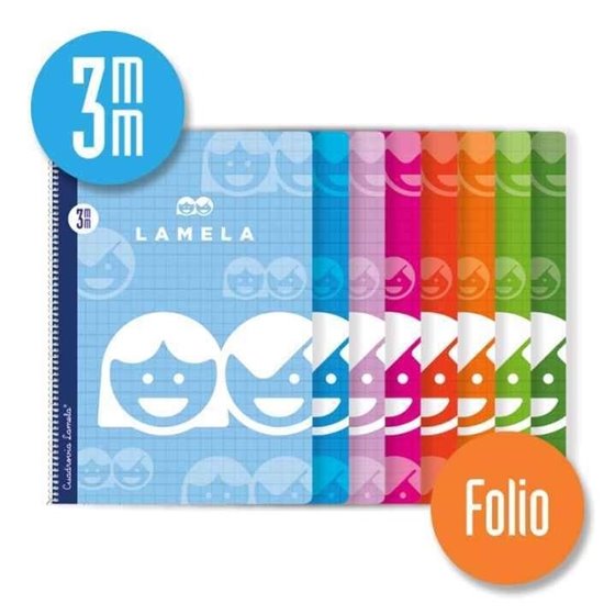 Bloc LAMELA Folio 80 Hojas Tapa Básico Cuadrovía Modelo Cuadrovía 3 mm.