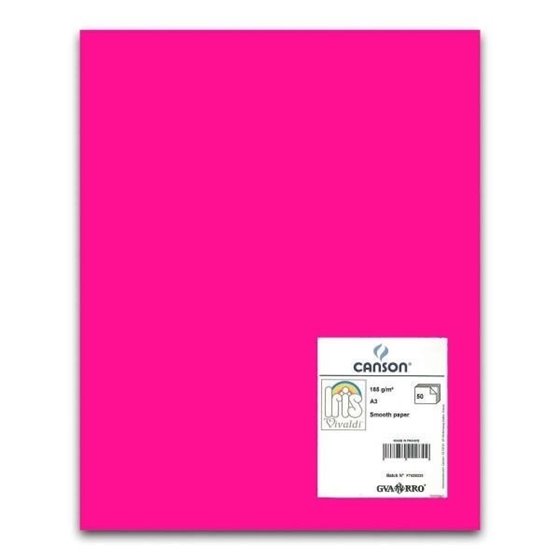 Cartulina CANSON Iris Vivaldi A3 185 g. Paquete x50 Color Fucsia