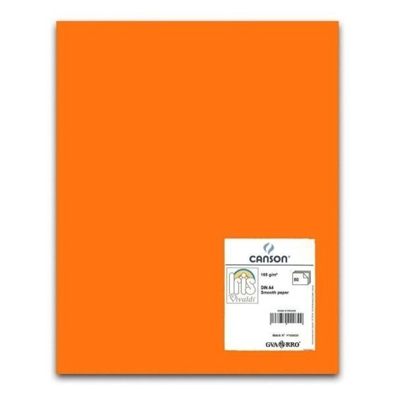 Cartulina CANSON Iris Vivaldi A4 185 g. Paquete x50 Color Mandarina