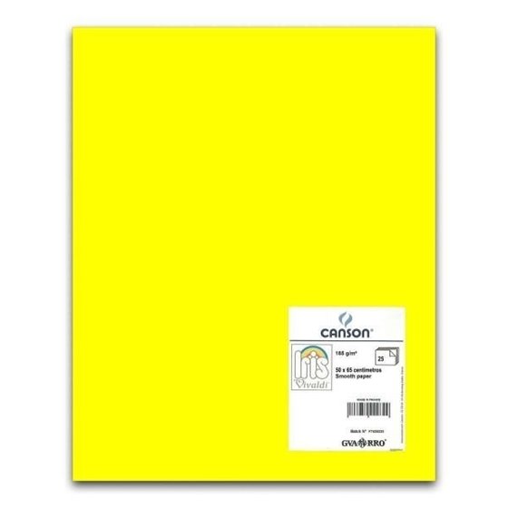 Cartulina Fluorescente CANSON Iris Vivaldi A3 250 g. Paquete x50 Color Amarillo
