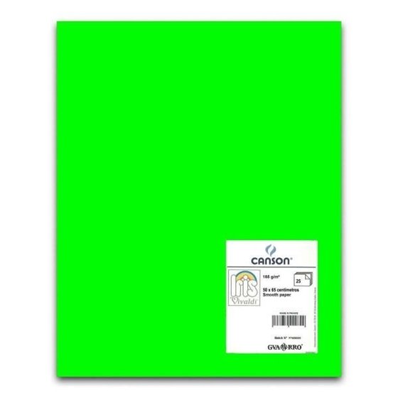 Cartulina Fluorescente CANSON Iris Vivaldi A3 250 g. Paquete x50 Color Verde