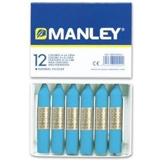 Cera Blanda MANLEY Caja x12 Unicolor Color Azul Celeste