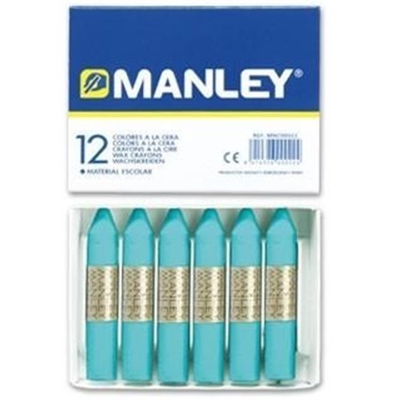 Cera Blanda MANLEY Caja x12 Unicolor Color Azul Turquesa