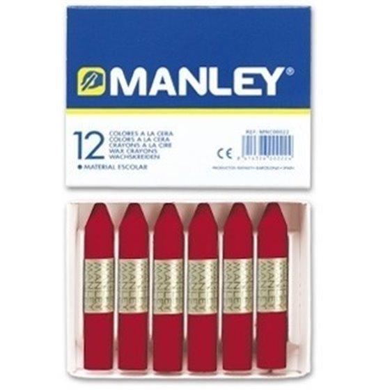 Cera Blanda MANLEY Caja x12 Unicolor Color Carmín