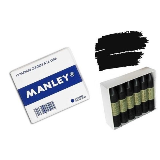 Cera Blanda MANLEY Caja x12 Unicolor Color Negro