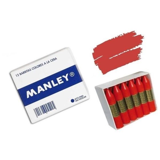 Cera Blanda MANLEY Caja x12 Unicolor Color Rojo Escarlata