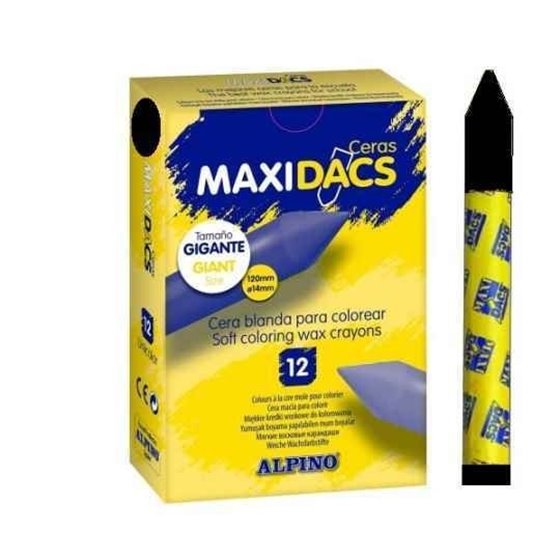 Ceras Blandas MAXIDACS Caja x12 Unicolor Color Negro
