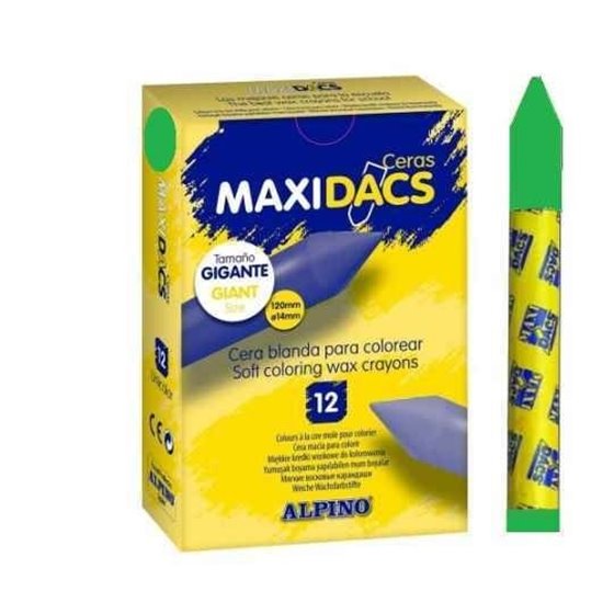 Ceras Blandas MAXIDACS Caja x12 Unicolor Color Verde Medio