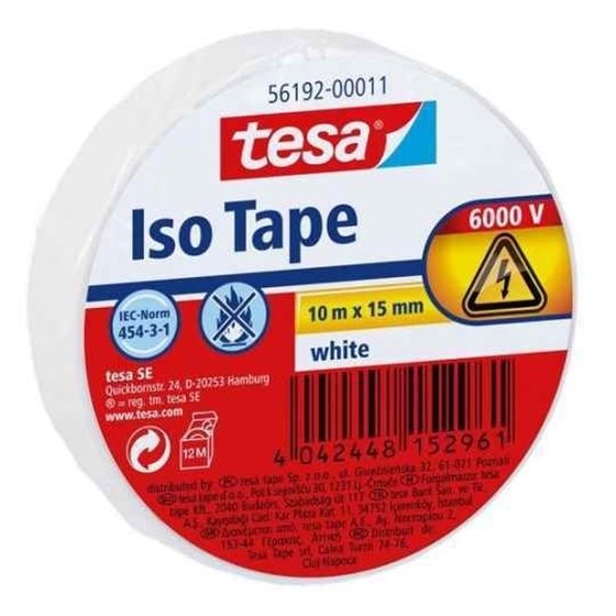 Cinta Aislante TESA 10 m. x 15 mm. Color Blanco