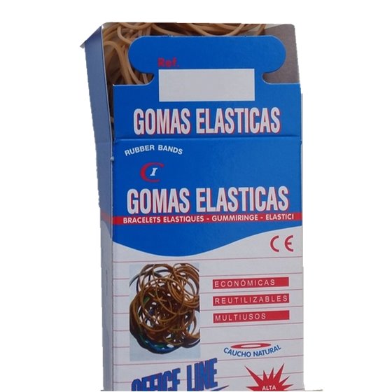 Gomas Elásticas OFFICE LINE Caucho Caja 100 g. Tamaño 140 mm.