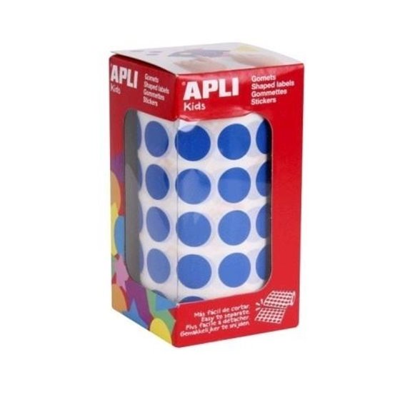 Gomets Redondos APLI 15 mm. Diámetro Rollo x2532 Color Azul