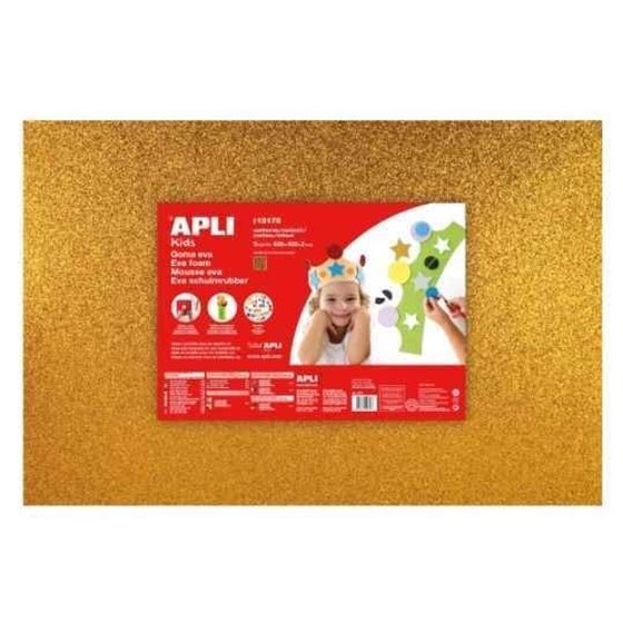 Lámina Goma Eva APLI 210 x 297 mm. Bolsa x3 Color Oro