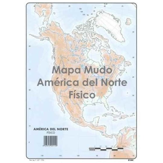 Mapa Mudo SELVI Físico Din-A4 Modelo América del Norte