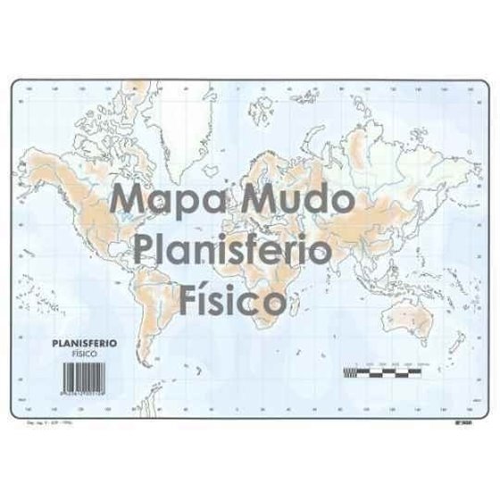 Mapa Mudo SELVI Físico Din-A4 Modelo Planisferio