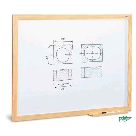Pizarra Blanca FAIBO Marco Fibra Con Cajetín Tamaño 90 x 120 cm.