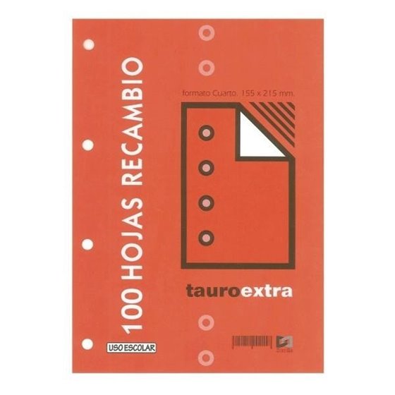 Recambio TAURO Extra 4º 100 Hojas 80 g. 4T Modelo Pauta 46º