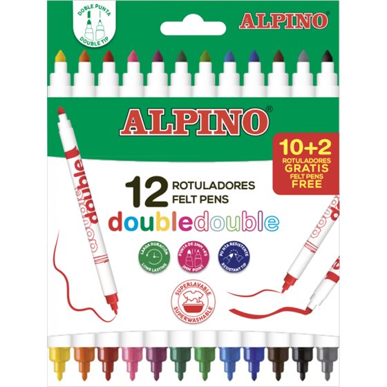Rotuladores ALPINO Doble Punta Envase 10 COLORES