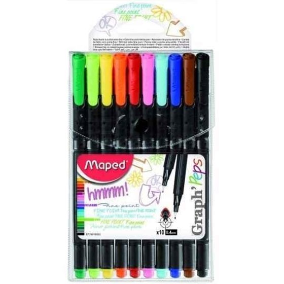Rotuladores MAPED Graph Peps Fineliner Envase 10 COLORES