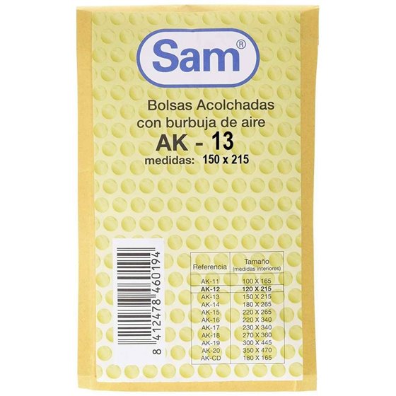 Sobre Burbuja SAM Acolchado Kraft Tamaño AK-13 150 x 215 mm.