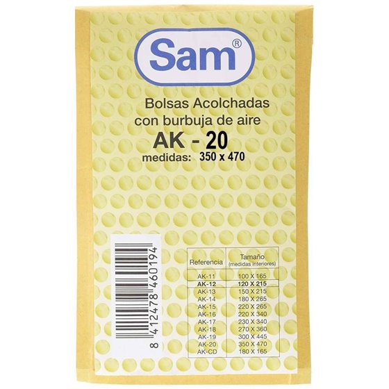 Sobre Burbuja SAM Acolchado Kraft Tamaño AK-20 350 x 490 mm.