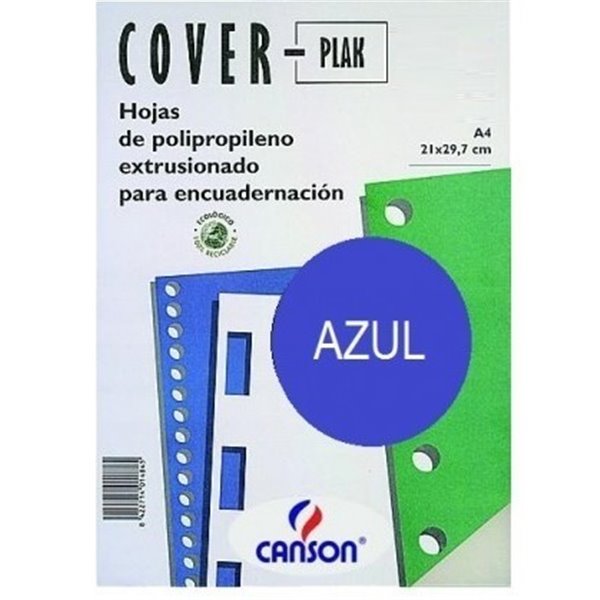 Tapa Encuadernar CANSON Cover-Plak A4 0,8 mm. Pack x50 Color Azul