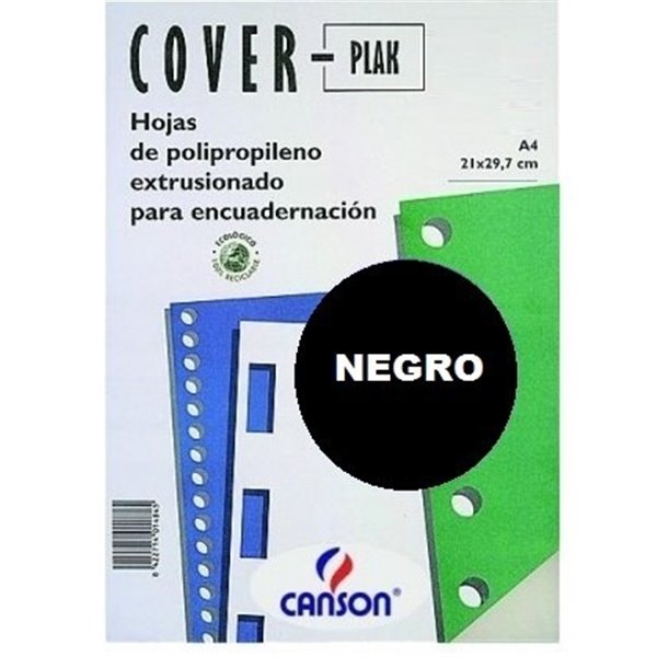 Tapa Encuadernar CANSON Cover-Plak A4 0,8 mm. Pack x50 Color Negro