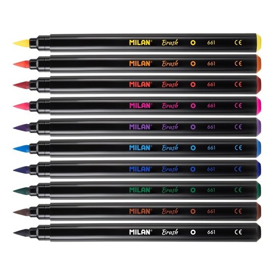 Rotuladores MILAN Pincel Brush Envase 10 COLORES