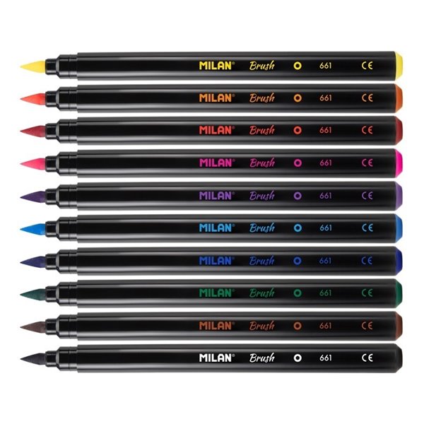 Rotuladores MILAN Pincel Brush Envase 10 COLORES