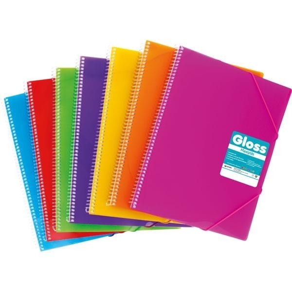 Carpeta Fundas Espiral Gomas GRAFOPLAS Maxiplas Gloss A4 20 Hojas Color Rojo