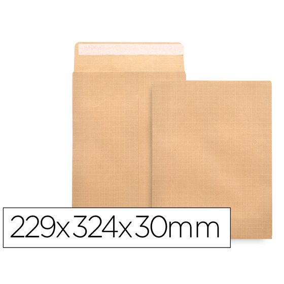 Sobre Liderpapel Bolsa Fuelle Kraft 229X324X30 Mm Solapa Tira De Silicona Papel 120 Gr Caja De 50 Unidades