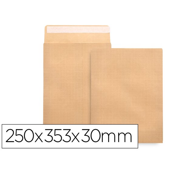 Sobre Liderpapel Bolsa Fuelle Kraft 250X353X30 Mm Solapa Tira De Silicona Papel 120Gr Cajade 50 Unidades