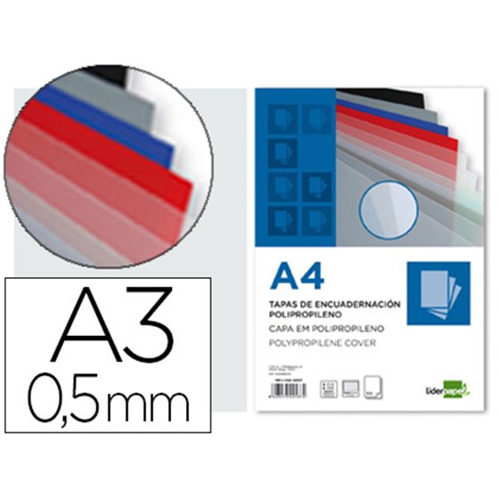 Tapa Encuadernacion Liderpapel Polipropileno A3 0.5 Mm Transparente Paquete De 100 Unidades