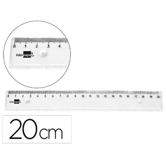Regla Liderpapel Plastico Irrompible Transparente 20 Cm
