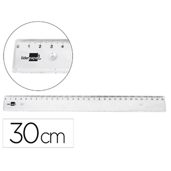 Regla Liderpapel Plastico Irrompible Transparente 30 Cm
