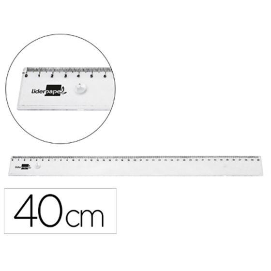 Regla Liderpapel Plastico Irrompible Transparente 40 Cm