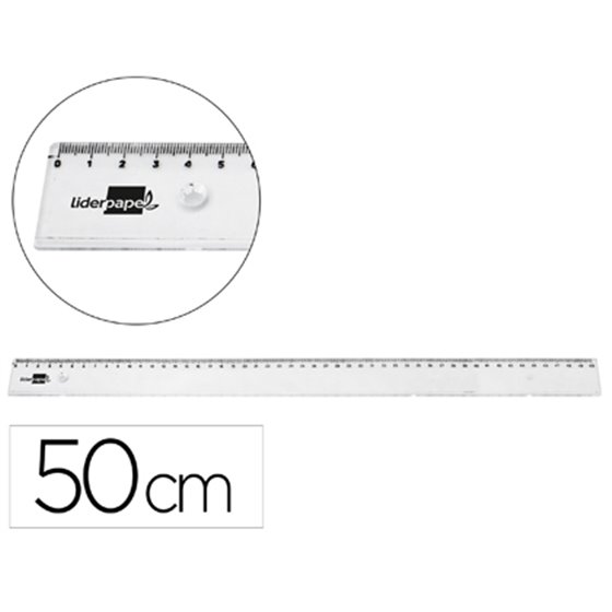 Regla Liderpapel Plastico Irrompible Transparente 50 Cm