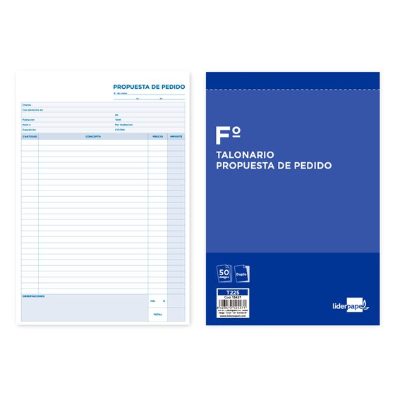 Talonario Liderpapel Pedidos Folio Original Y Copia T225