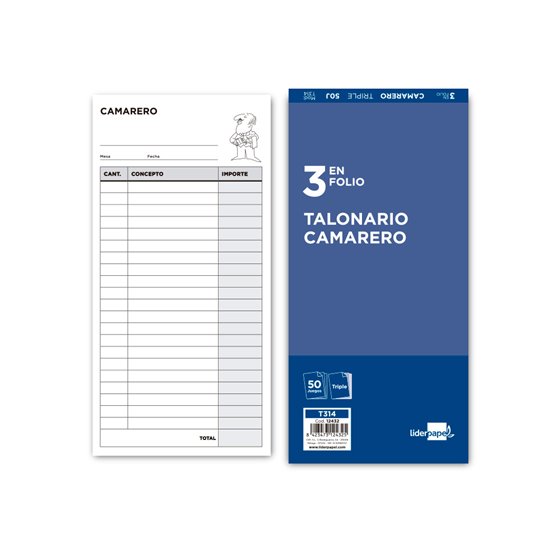 Talonario Liderpapel Camarero 3/F� Original Y 2 Copias T314