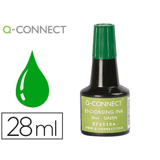 Tinta Tampon Q-Connect Verde Bote 28 Ml