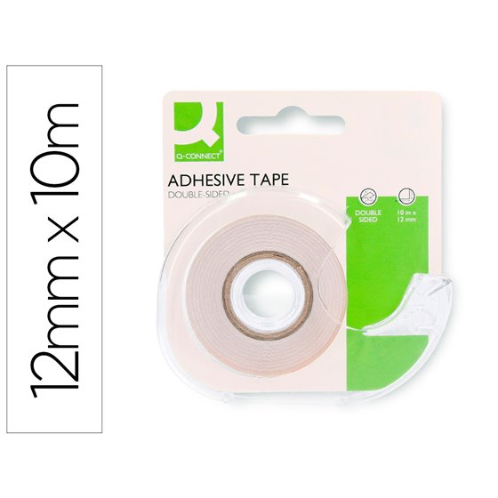 Cinta Adhesiva Q-Connect Doble Cara 10 Mt X 12 Mm En Portarrollos