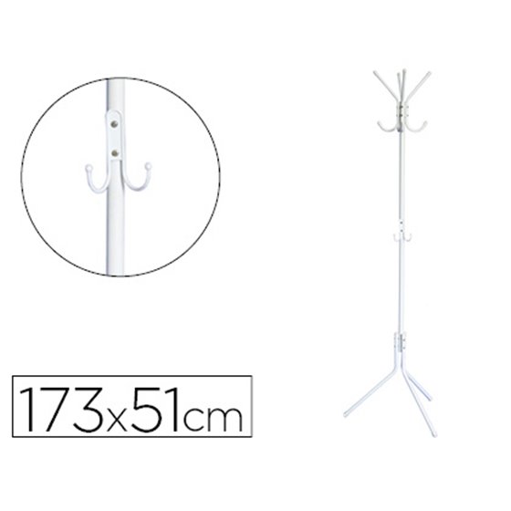 Perchero Metalico Q-Connect Blanco 8 Colgadores 173X51 Cm