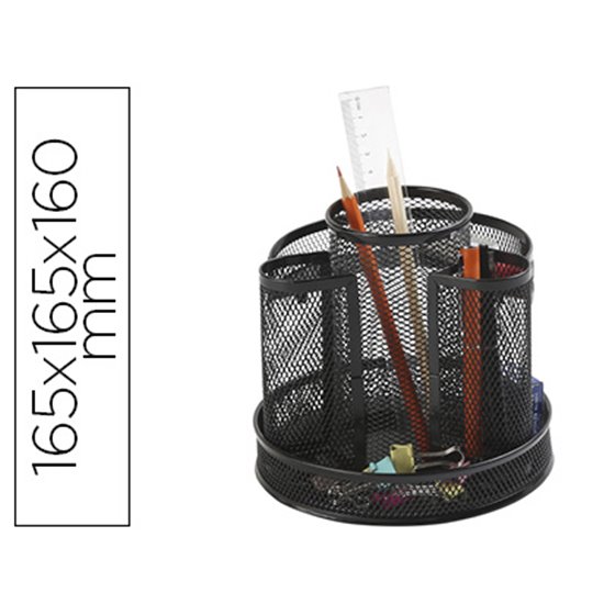 Organizador Sobremesa Q-Connect Kf17294 Metalico Giratorio Rejilla Negra 165X165X160 Mm