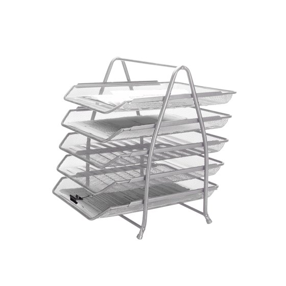 Bandeja Sobremesa Metalica Q-Connect Kf18476 Rejilla Plata 5 Bandejas Movibles 350X275X375 Mm