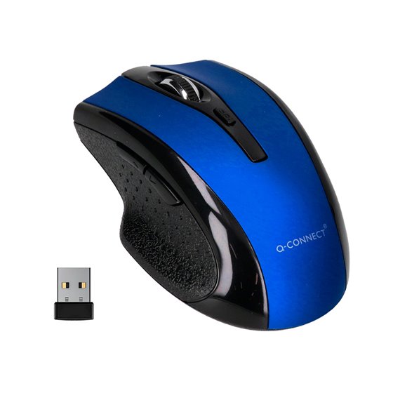 Raton Q-Connect Optico Inalambrico 1000 Dpi Receptor Usb 2,4 Ghz Azul